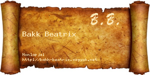 Bakk Beatrix névjegykártya